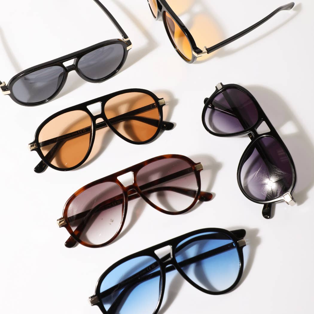 Retro Aviator Fashion Sunglasses Assorted Color Lens