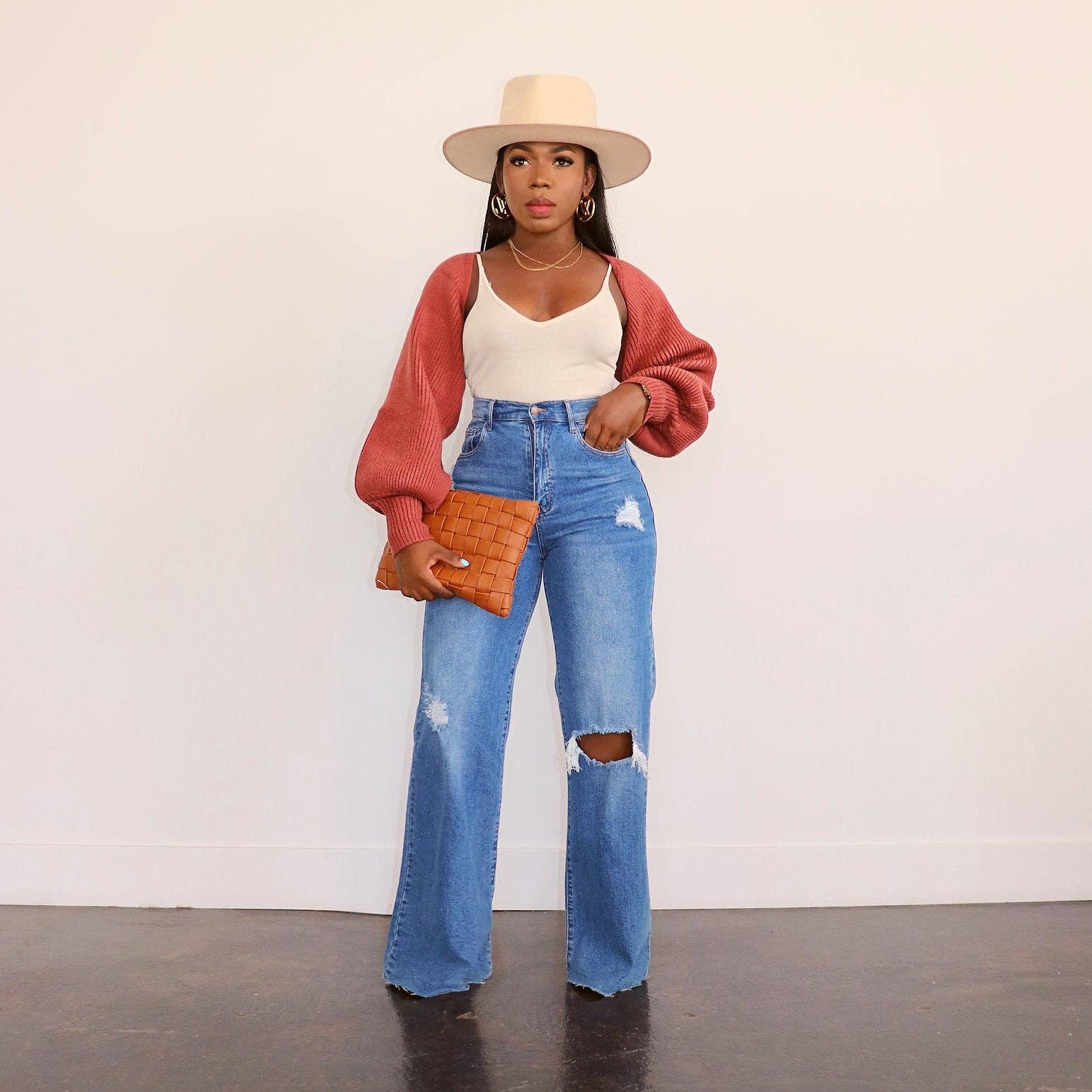 Distressed Wide Leg Jeans Women Casual Cotton Pants