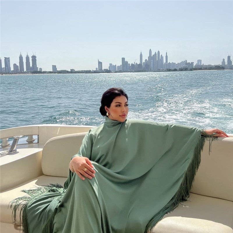 Boho Chic Batwing Sleeve Tassel Maxi Dress