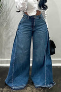 Wide-Leg High-Waist Denim Pants