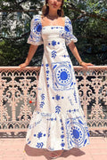 Lantern Sleeve Swing Dress