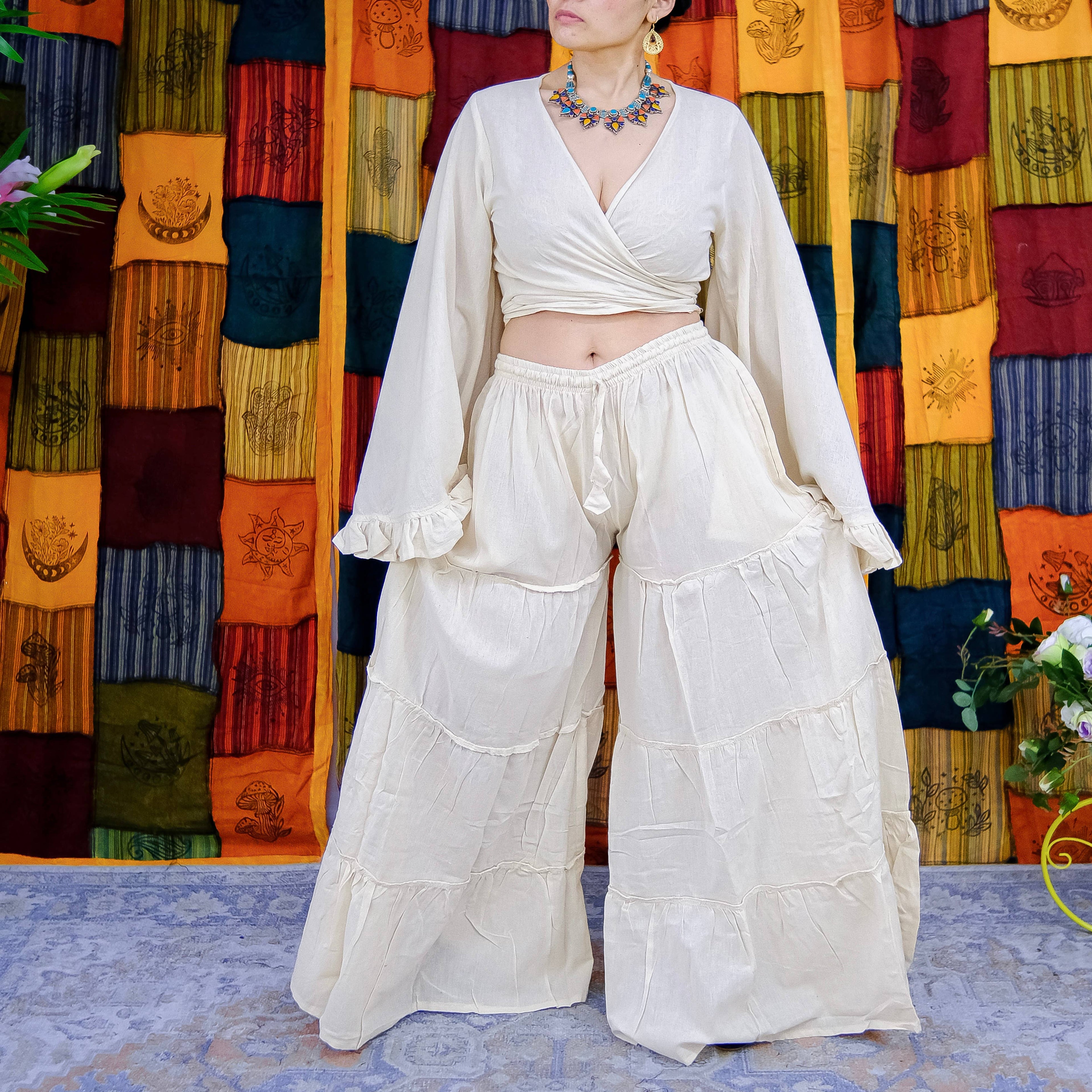 Flowy Tiered Pant with Ruffle Sleeve Set