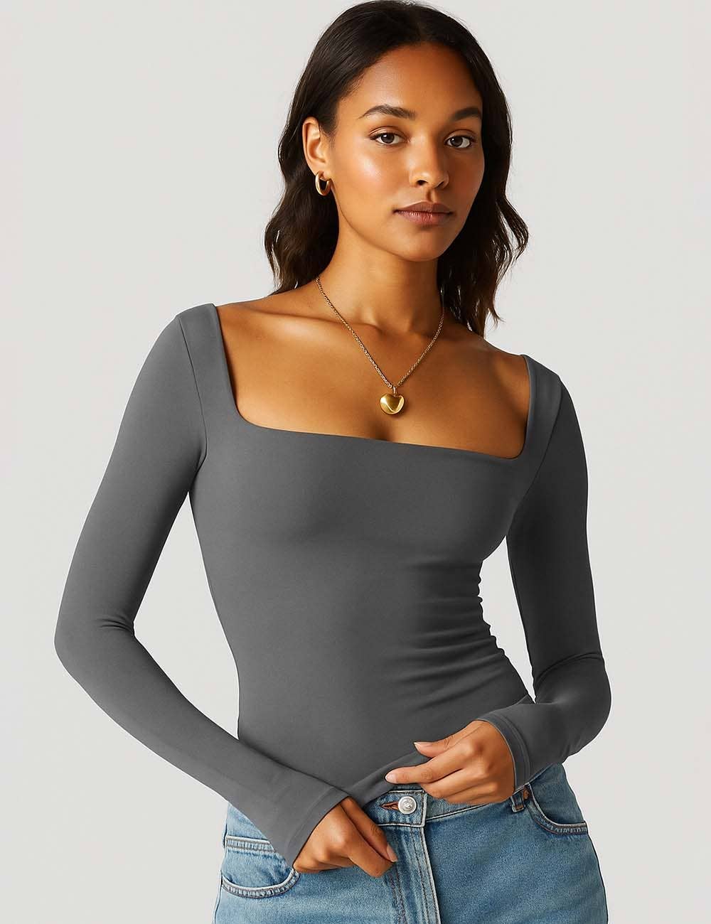 Square Neck Cropped Basic Tee