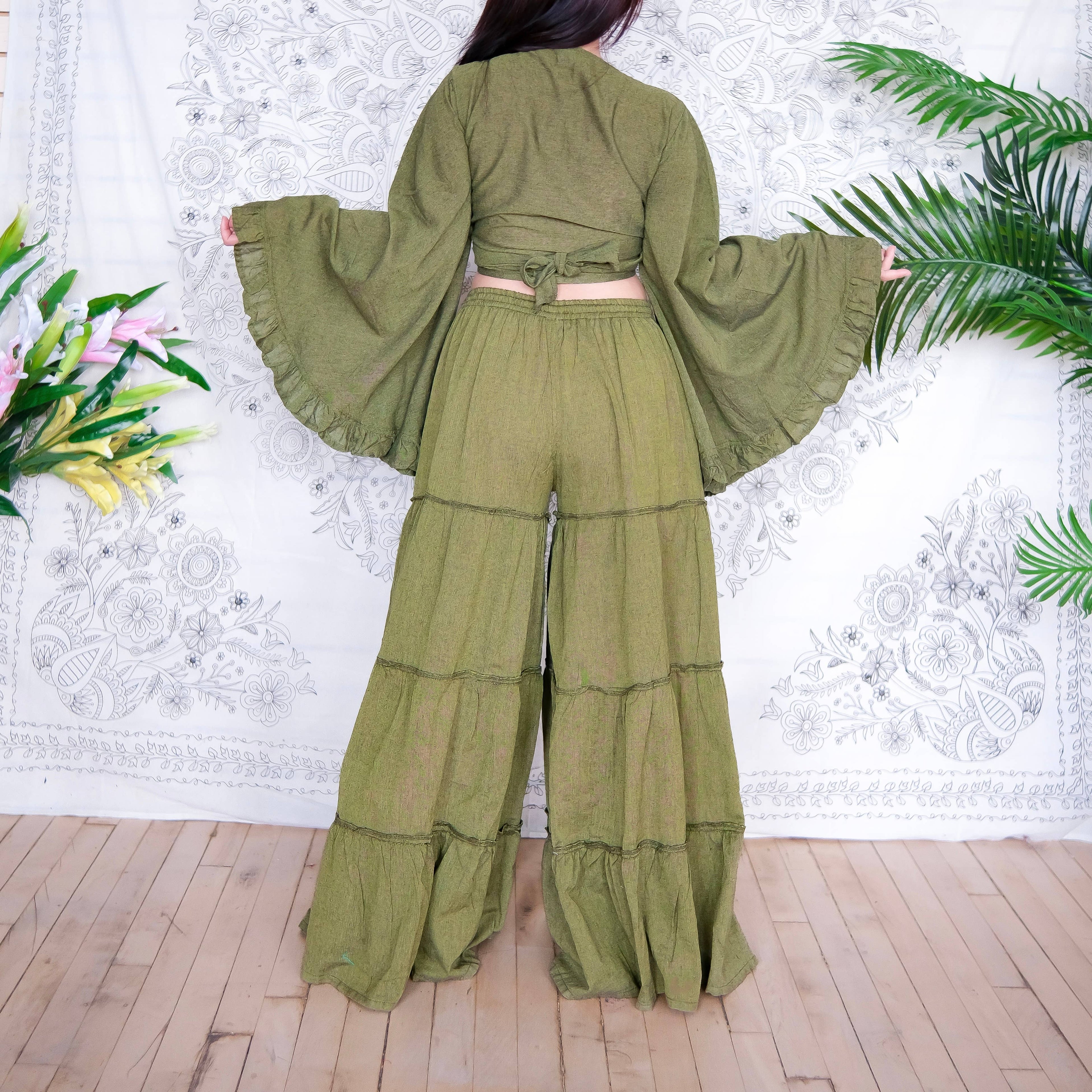 Flowy Tiered Pant with Ruffle Sleeve Set