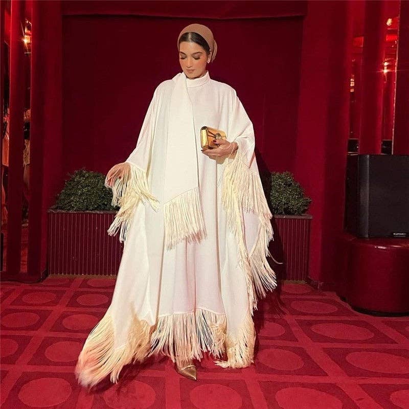 Boho Chic Batwing Sleeve Tassel Maxi Dress