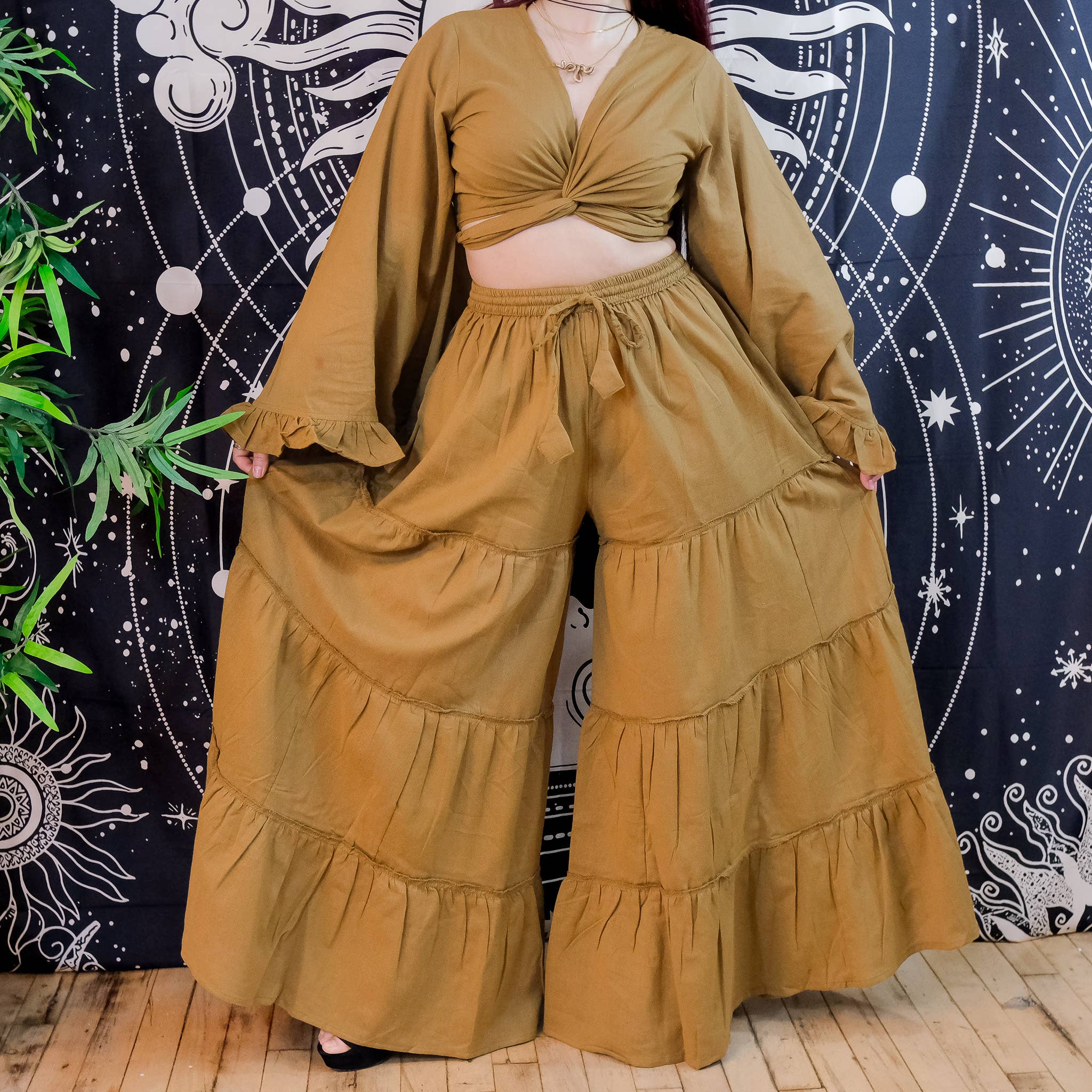 Flowy Tiered Pant with Ruffle Sleeve Set
