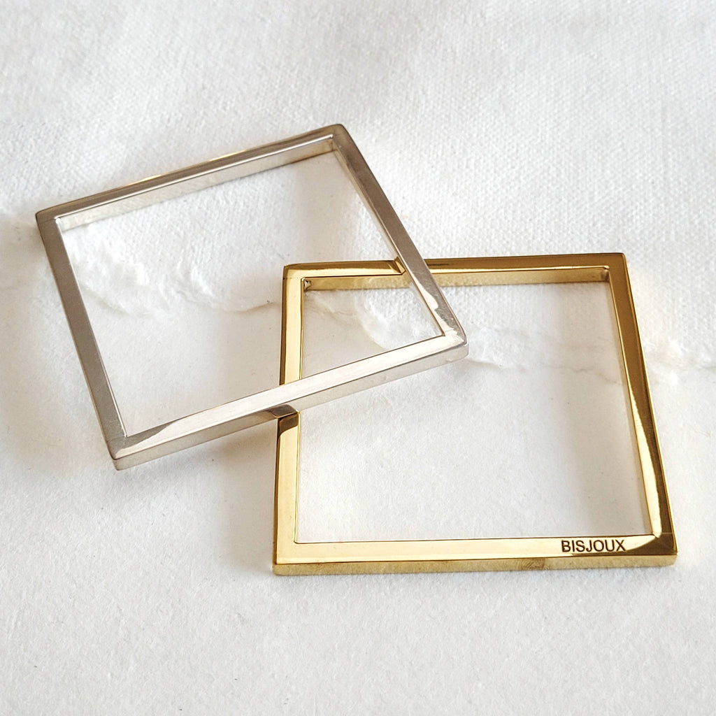 Silver Square Bangle Bracelet