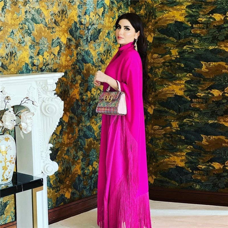 Boho Chic Batwing Sleeve Tassel Maxi Dress