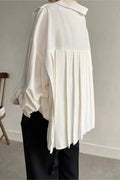 Pleated-Back Long Sleeve Blouse