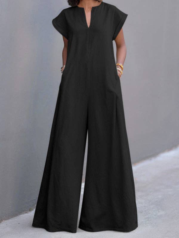 High Waist Pleated Pocket Jumpsuit