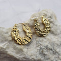 Hammered Circle Hoop Earrings - 18K Gold Plated