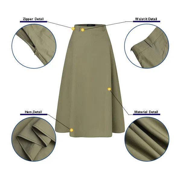 High Waist Flared Solid Color Skirt