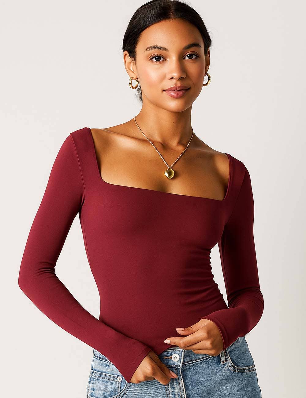 Square Neck Cropped Basic Tee