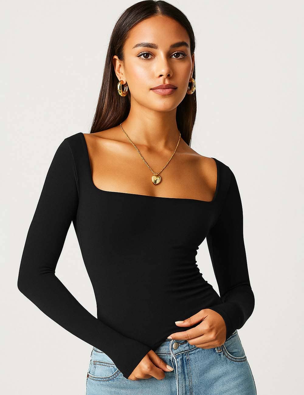 Square Neck Cropped Basic Tee