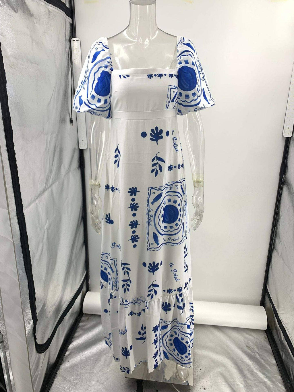 Lantern Sleeve Swing Dress