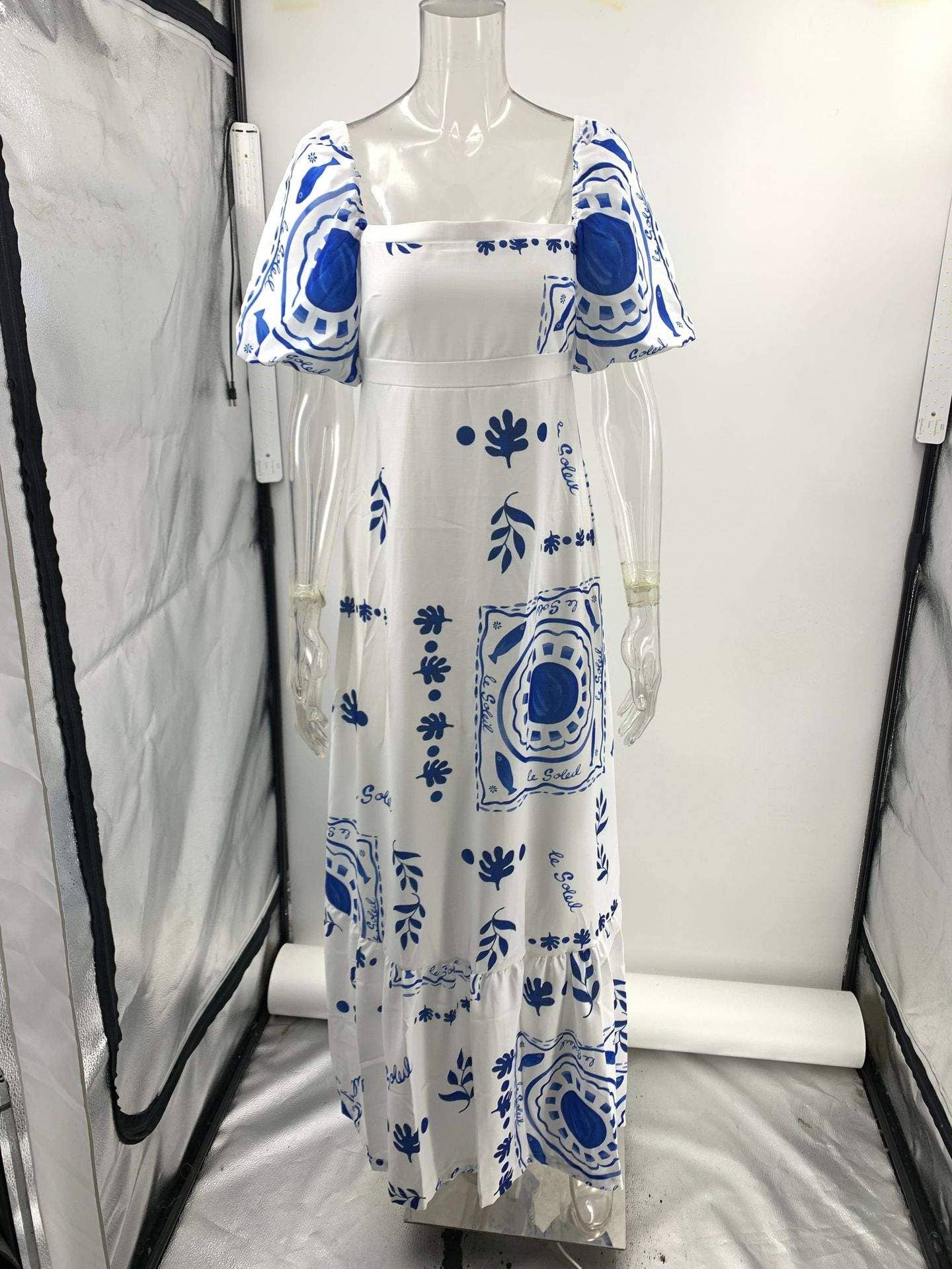 Lantern Sleeve Swing Dress