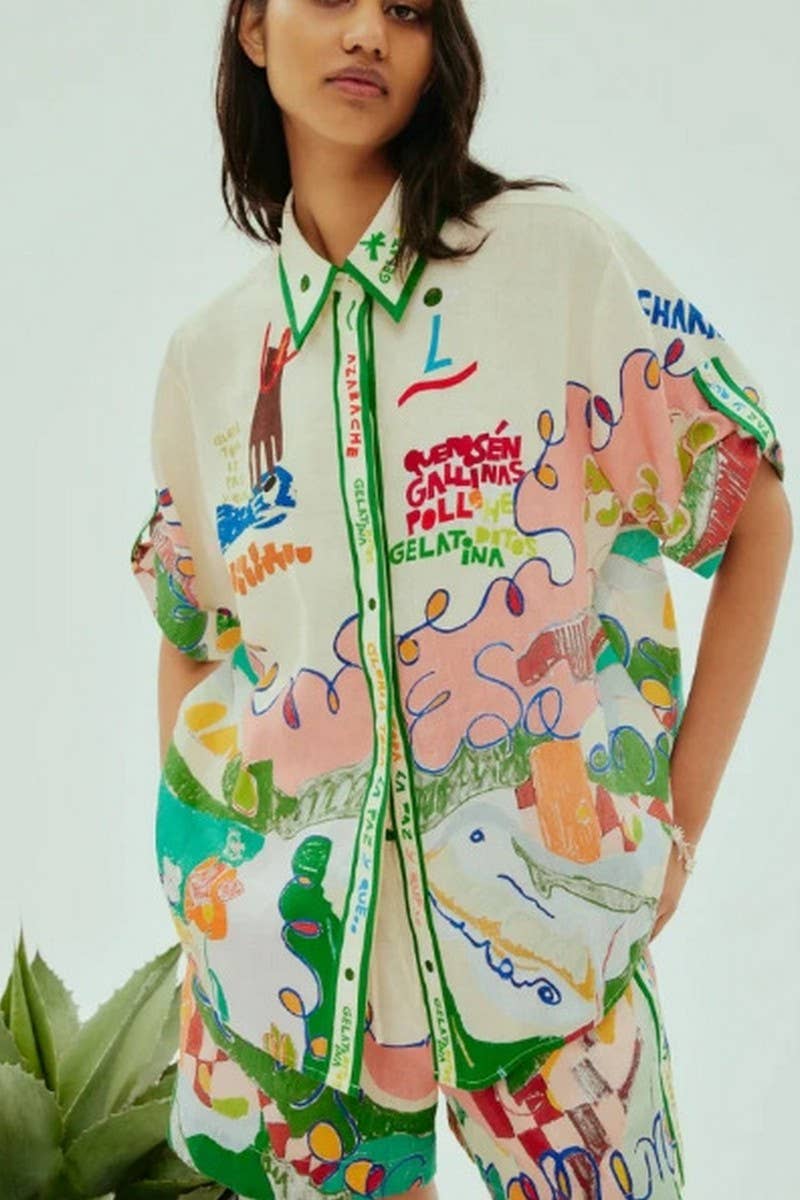 Printed Shirt Shorts Two-Piece Set