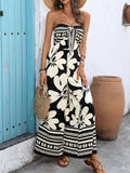 Floral Wrap Bandeau Strapless Jumpsuit