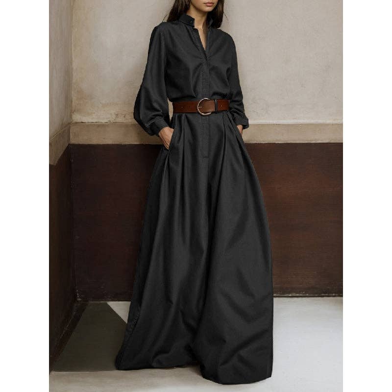 Long Sleeves Loose V-neck Jumpsuit