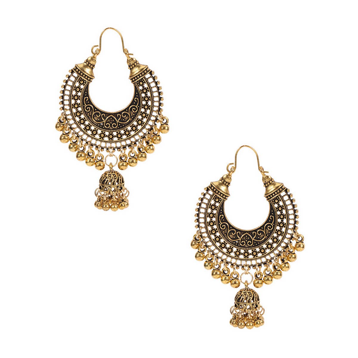 RETRO CRESCENT BELL EARRINGS