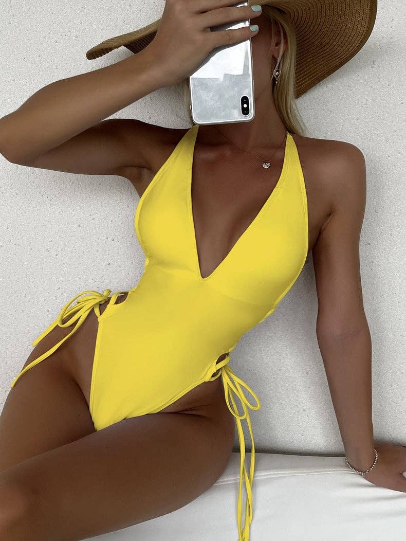 Halter Neck Bikini-Style One-Piece