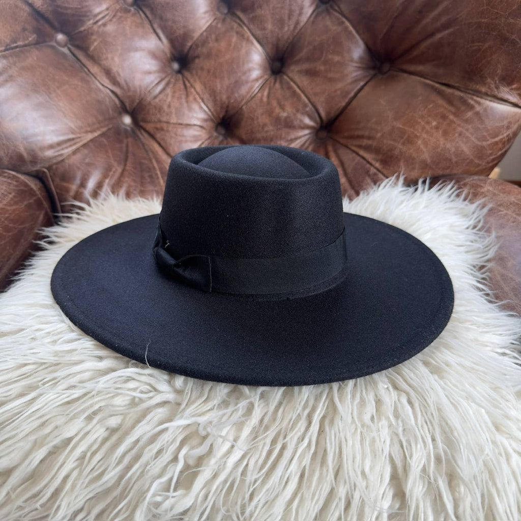 Structured Boater Wide Brim Hat