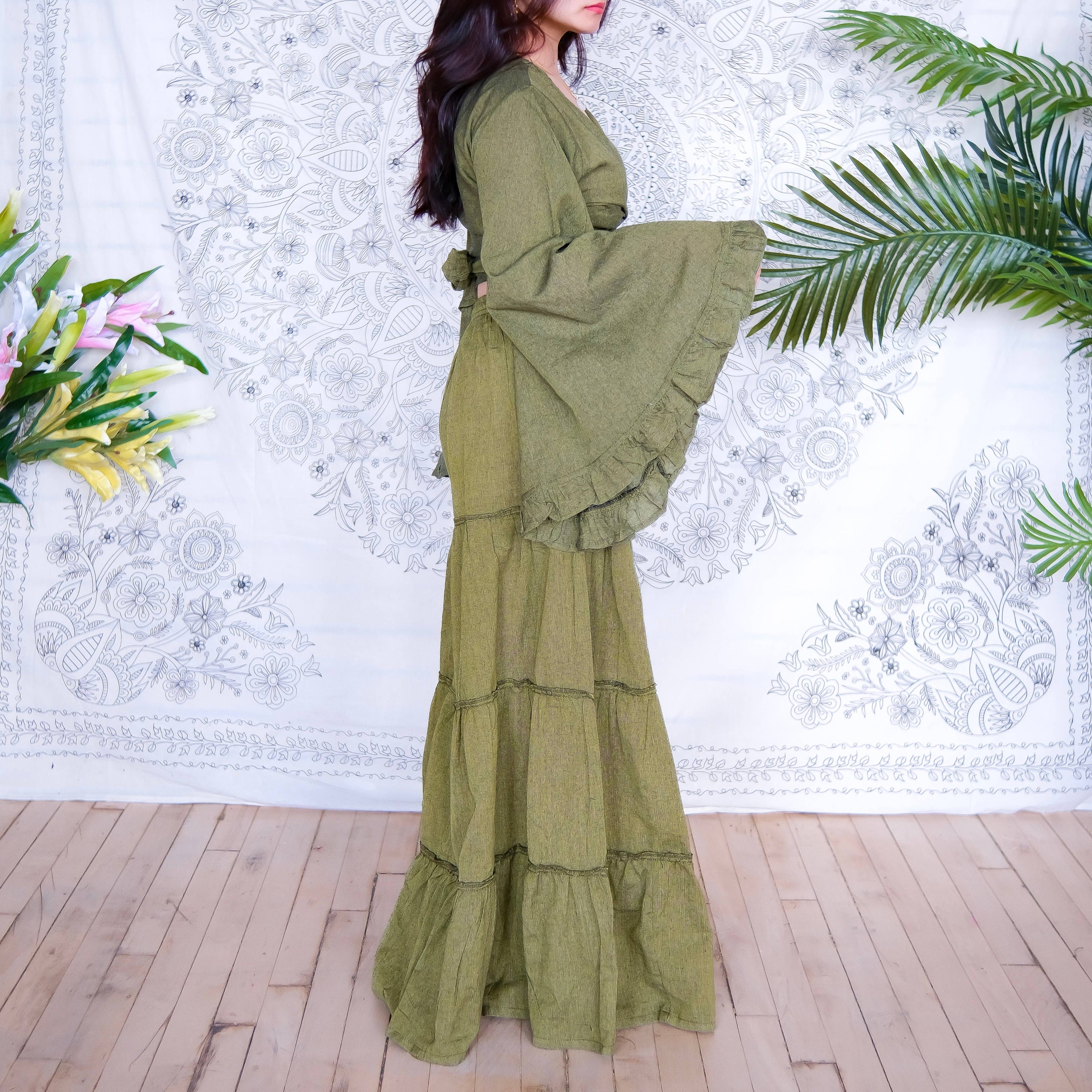 Flowy Tiered Pant with Ruffle Sleeve Set