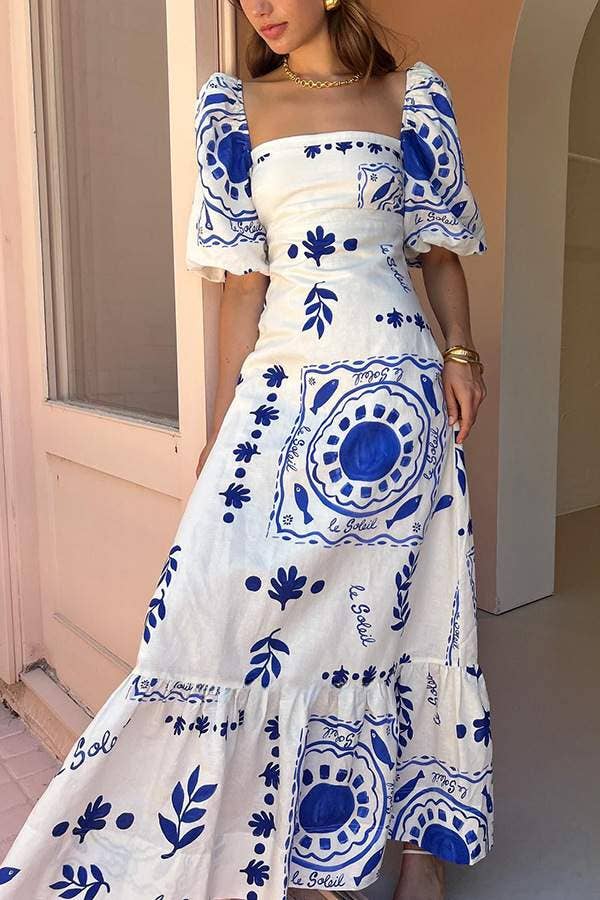 Lantern Sleeve Swing Dress