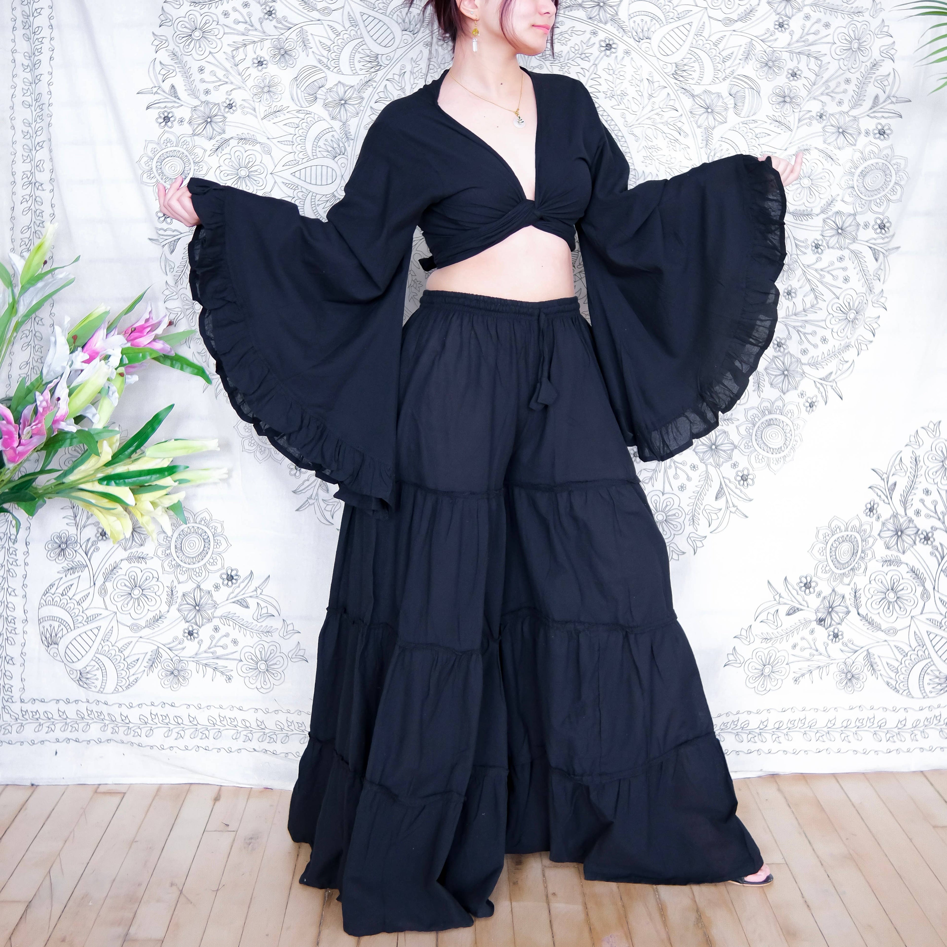 Flowy Tiered Pant with Ruffle Sleeve Set