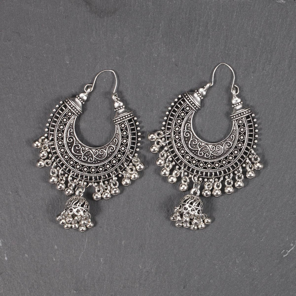 RETRO CRESCENT BELL EARRINGS