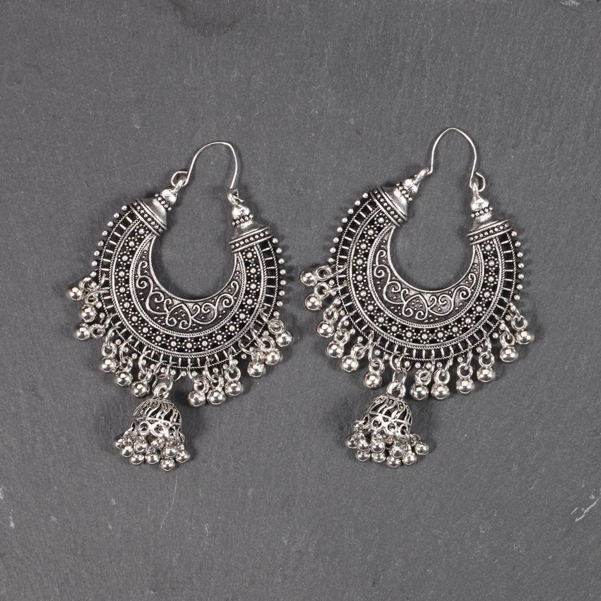 RETRO CRESCENT BELL EARRINGS