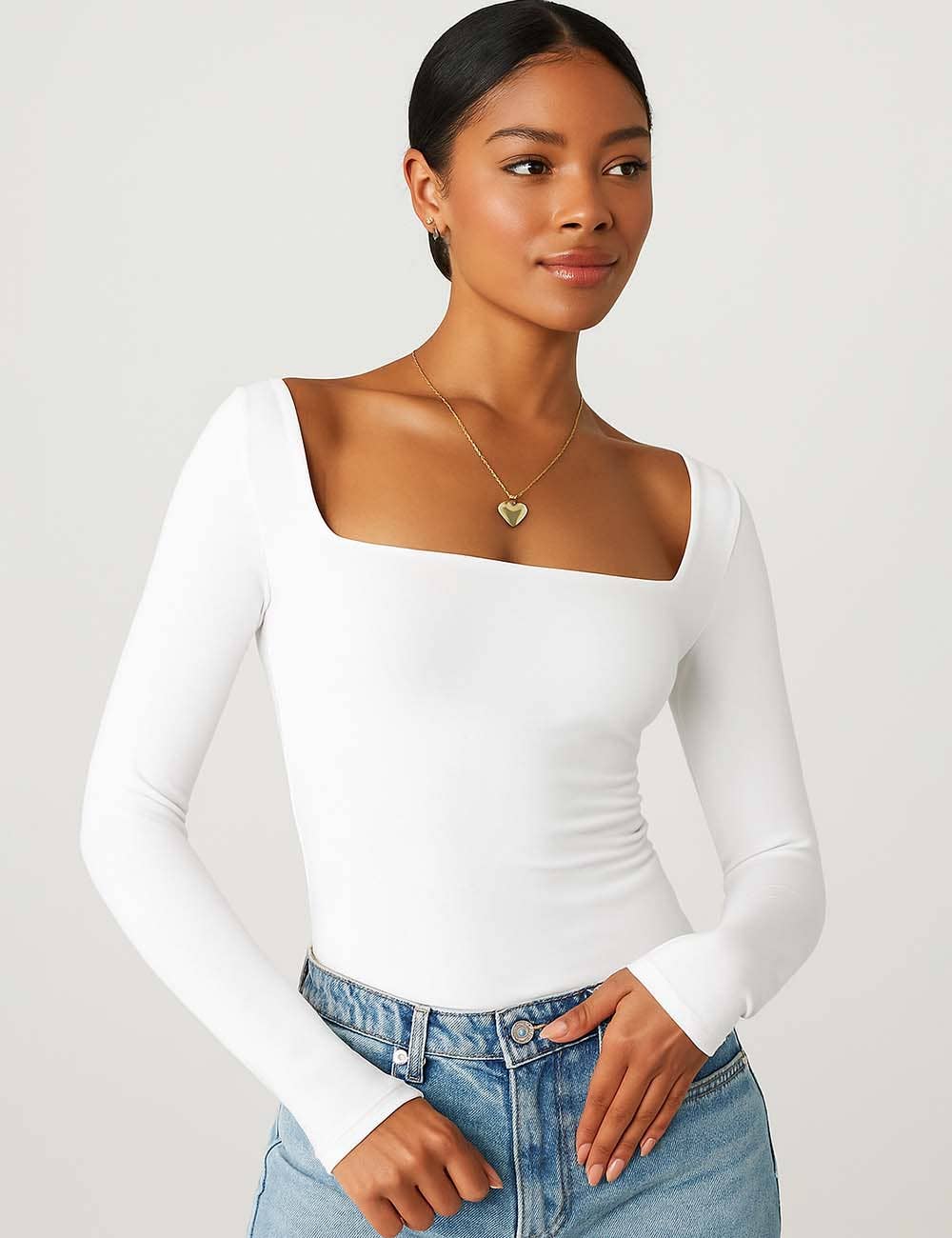 Square Neck Cropped Basic Tee