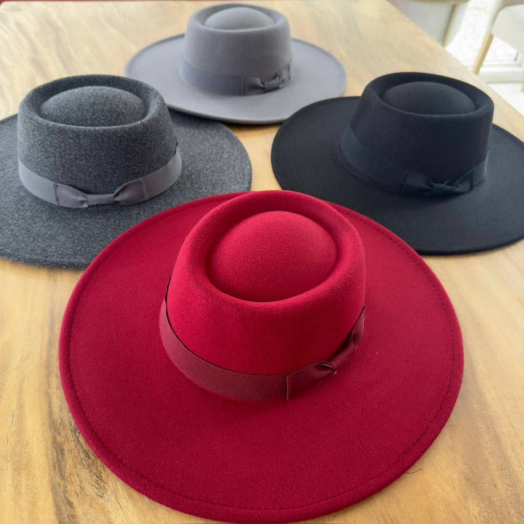 Structured Boater Wide Brim Hat