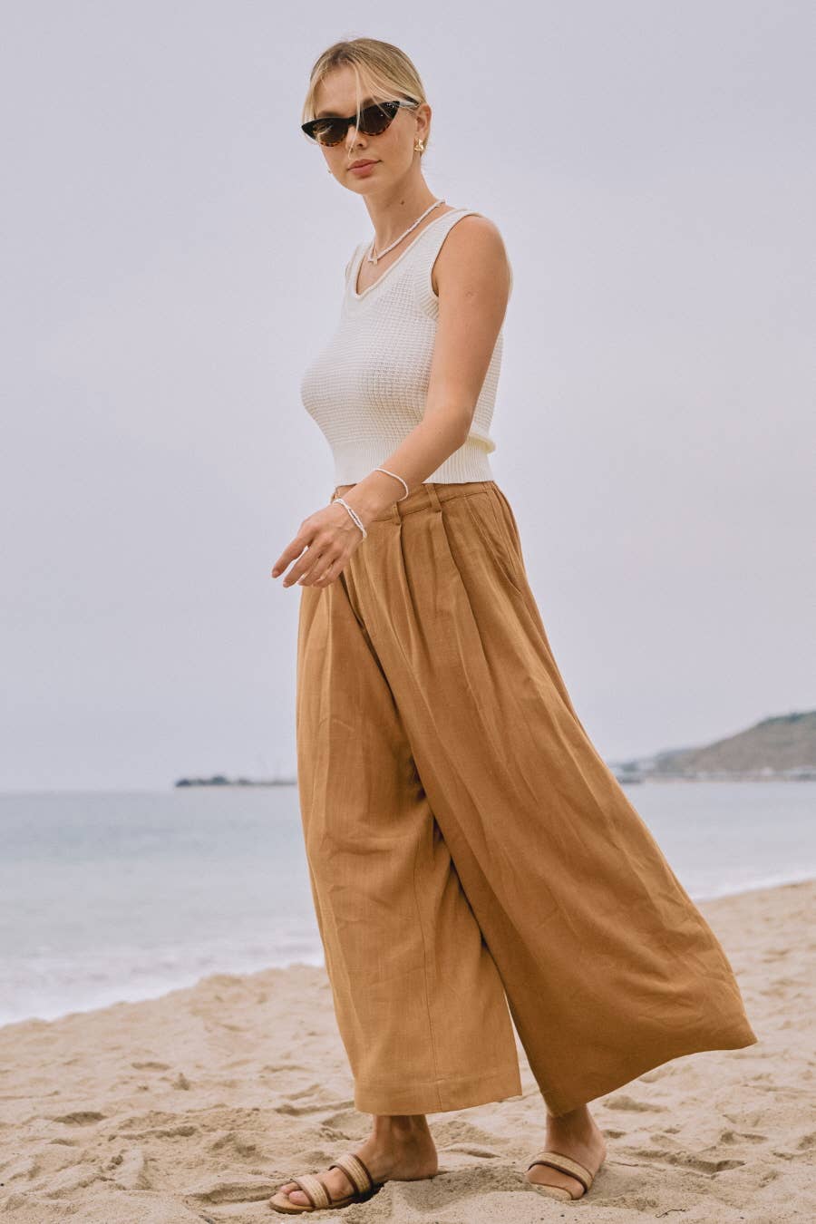 Plus Acid Washed Cotton Palazzo Pants