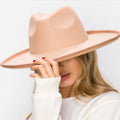 Structured wide brim rancher hat with pencil roll brim