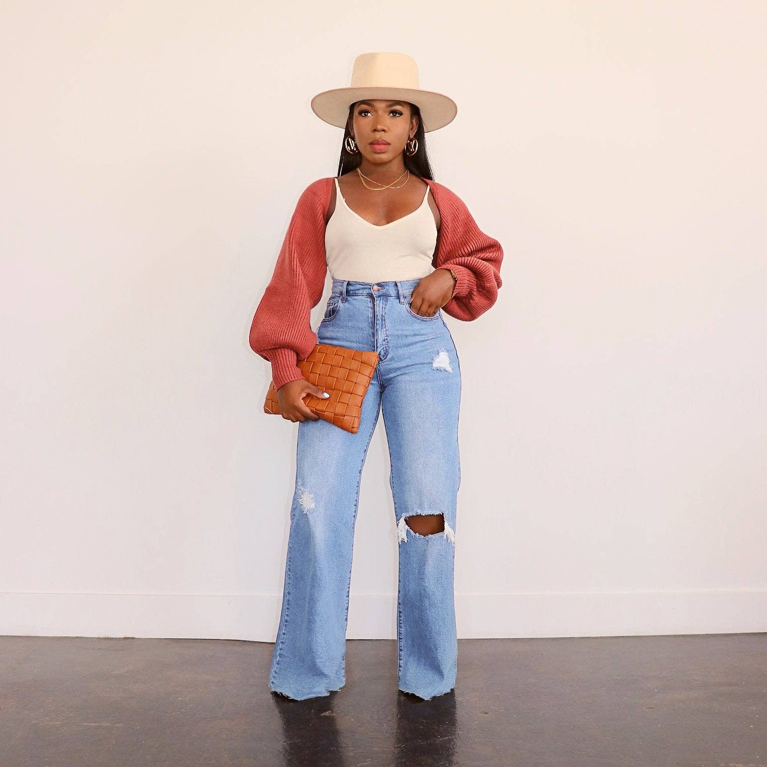 Distressed Wide Leg Jeans Women Casual Cotton Pants