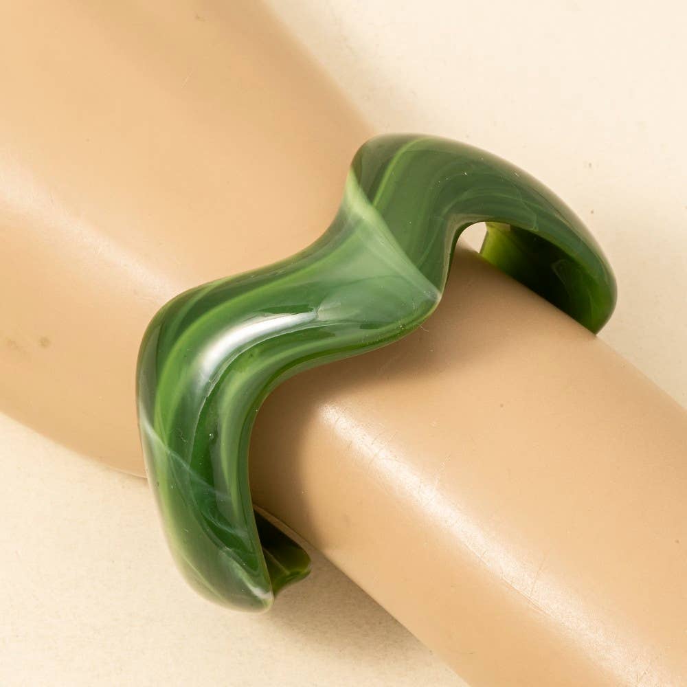 Wavy Marble Resin Cuff Bracelet