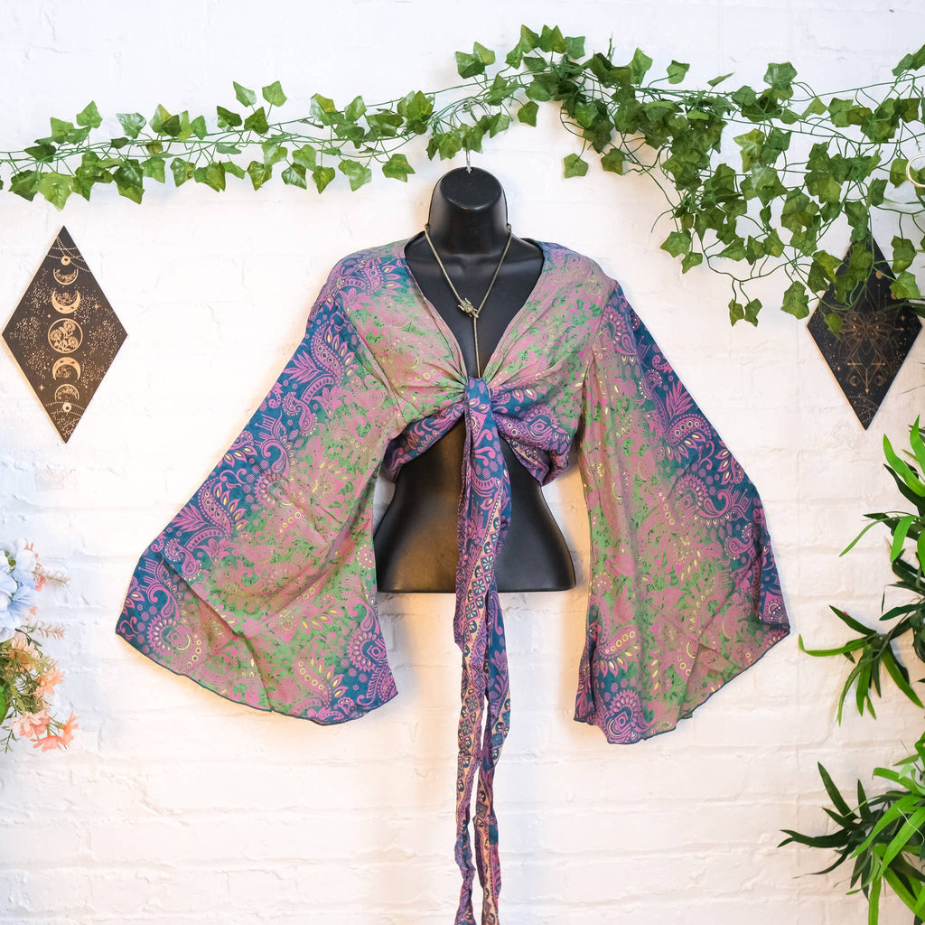 Bohemian  Style Bell Sleeve Wrap Top