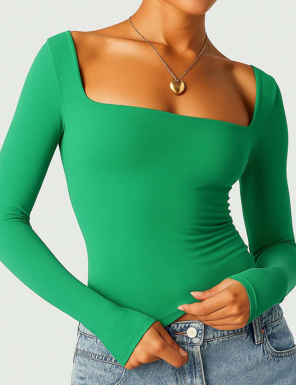 Square Neck Cropped Basic Tee