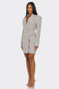 Monet Pearl Embellished Blazer Dress