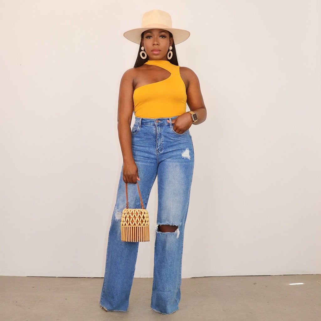 Distressed Wide Leg Jeans Women Casual Cotton Pants