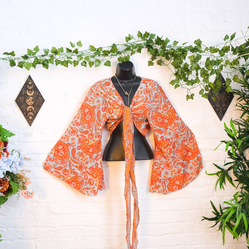 Bohemian  Style Bell Sleeve Wrap Top