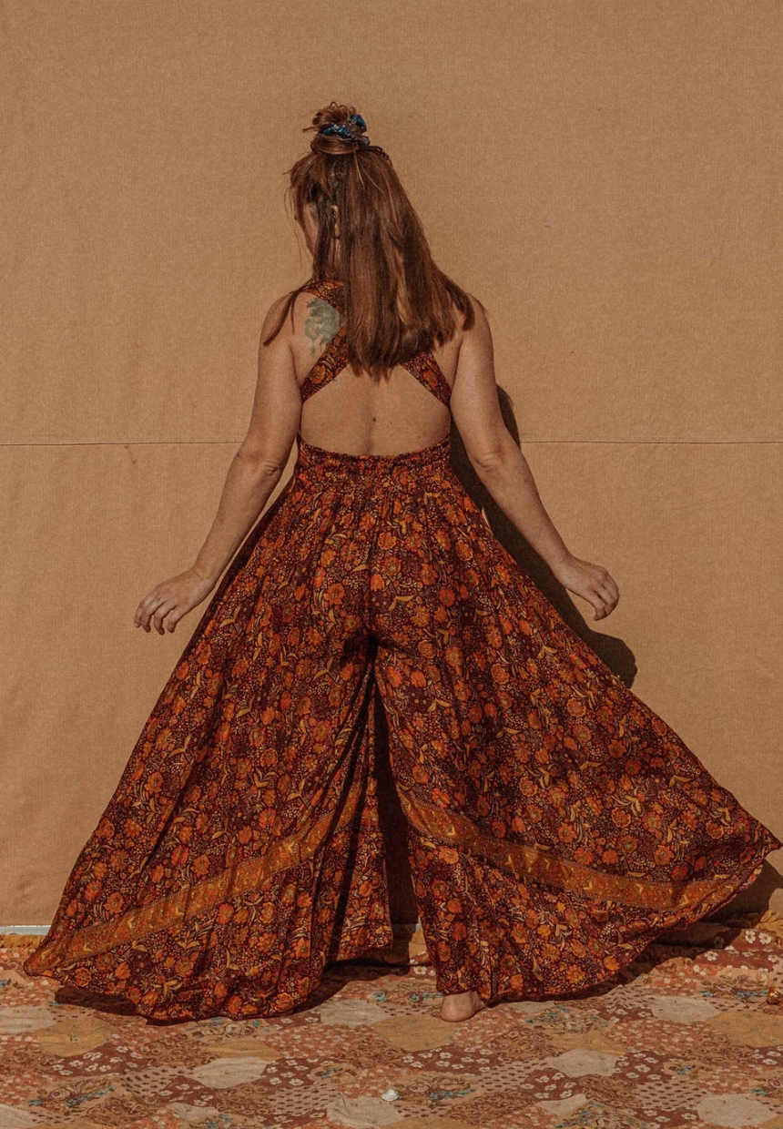 Wide Leg Silk Jumpsuit
