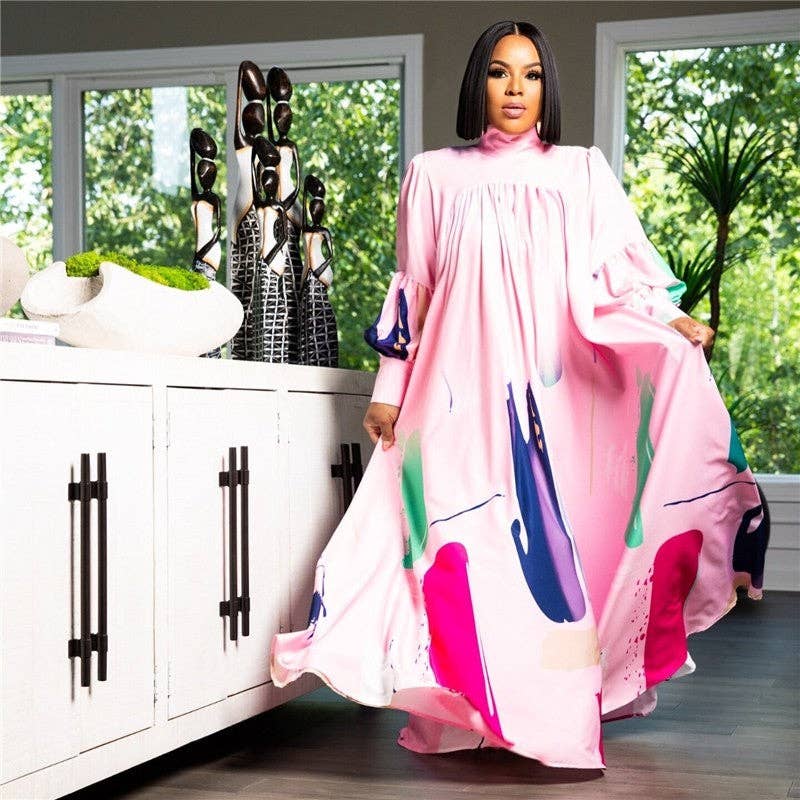 Long Sleeved Floral Print Maxi Dress