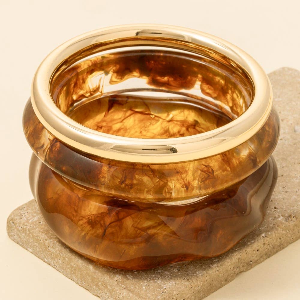 Marble Resin Bangle Bracelet Set