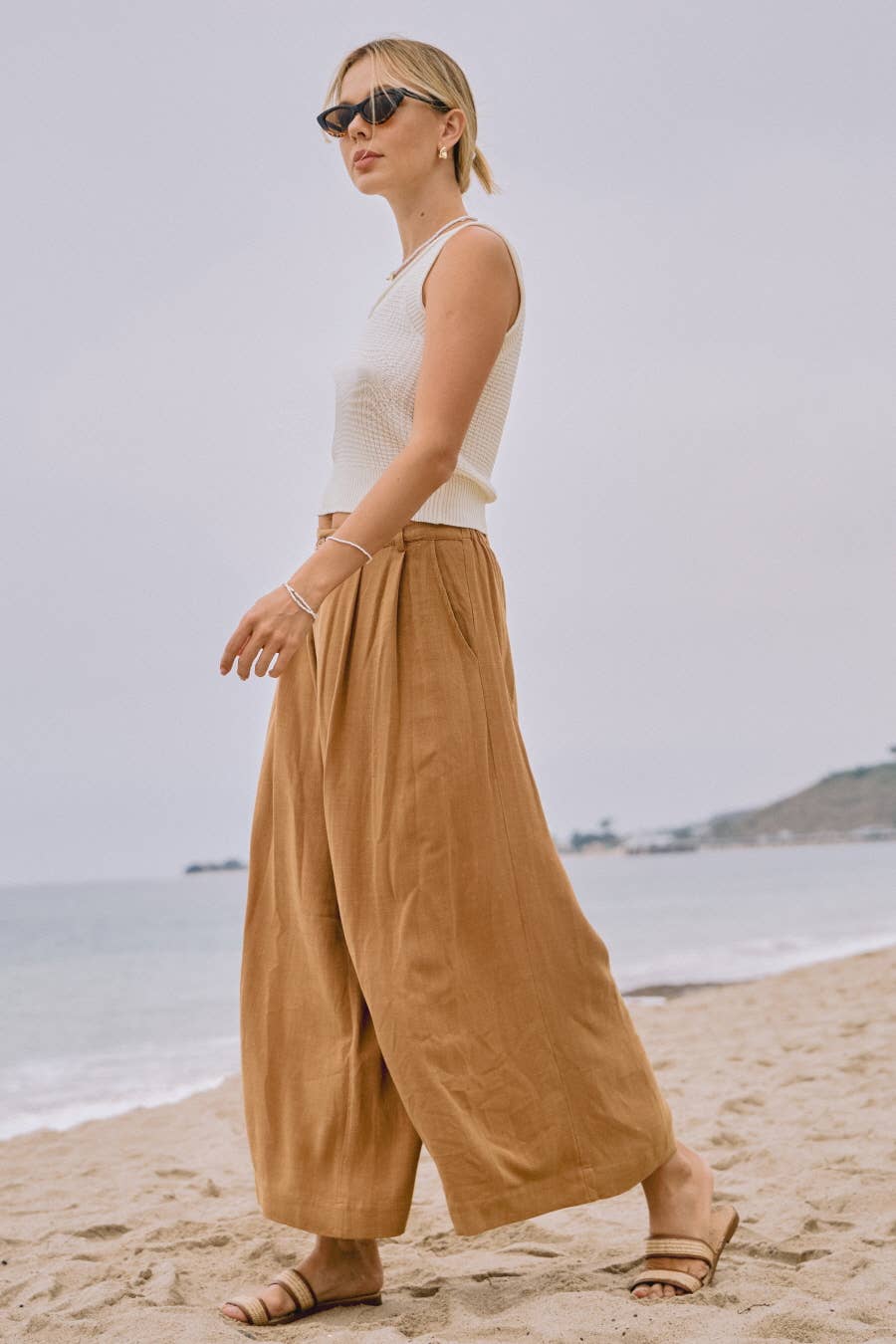 Plus Acid Washed Cotton Palazzo Pants