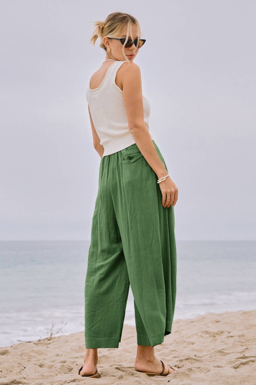 Plus Acid Washed Cotton Palazzo Pants