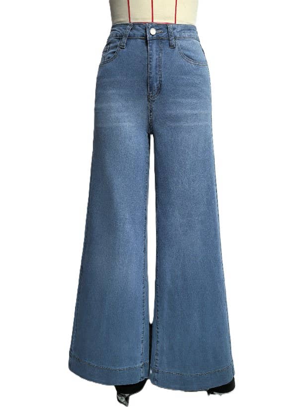 Retro Washed Wide-Leg Jeans