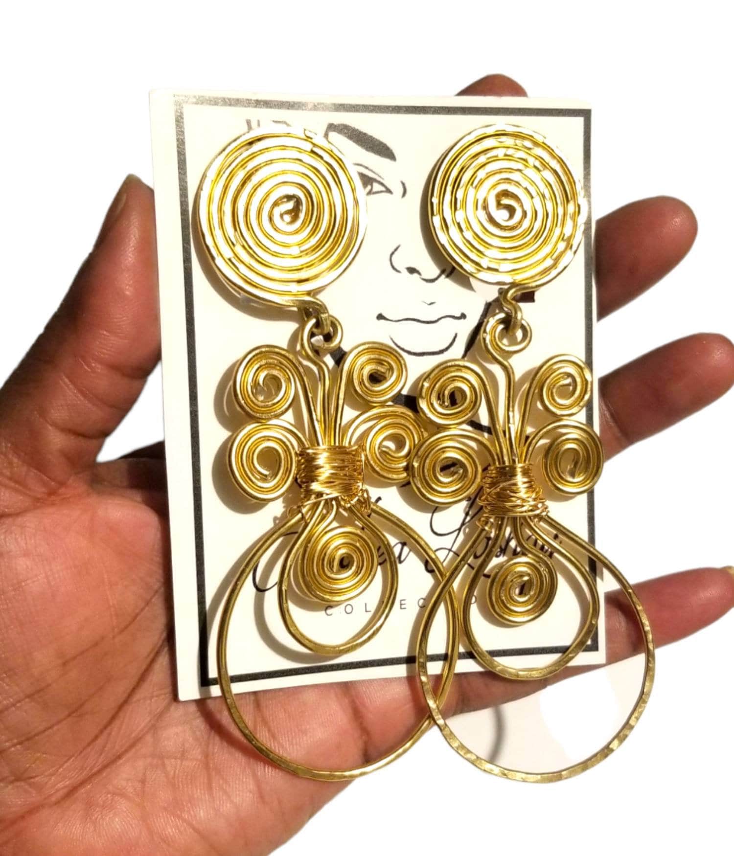 Whimsical Boho Gold Statement Earrings