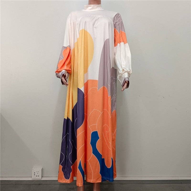 Long Sleeved Floral Print Maxi Dress